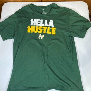 Fanatics Oakland A's Hella Hustle T-Shirt Men's XL Green 100% Cotton